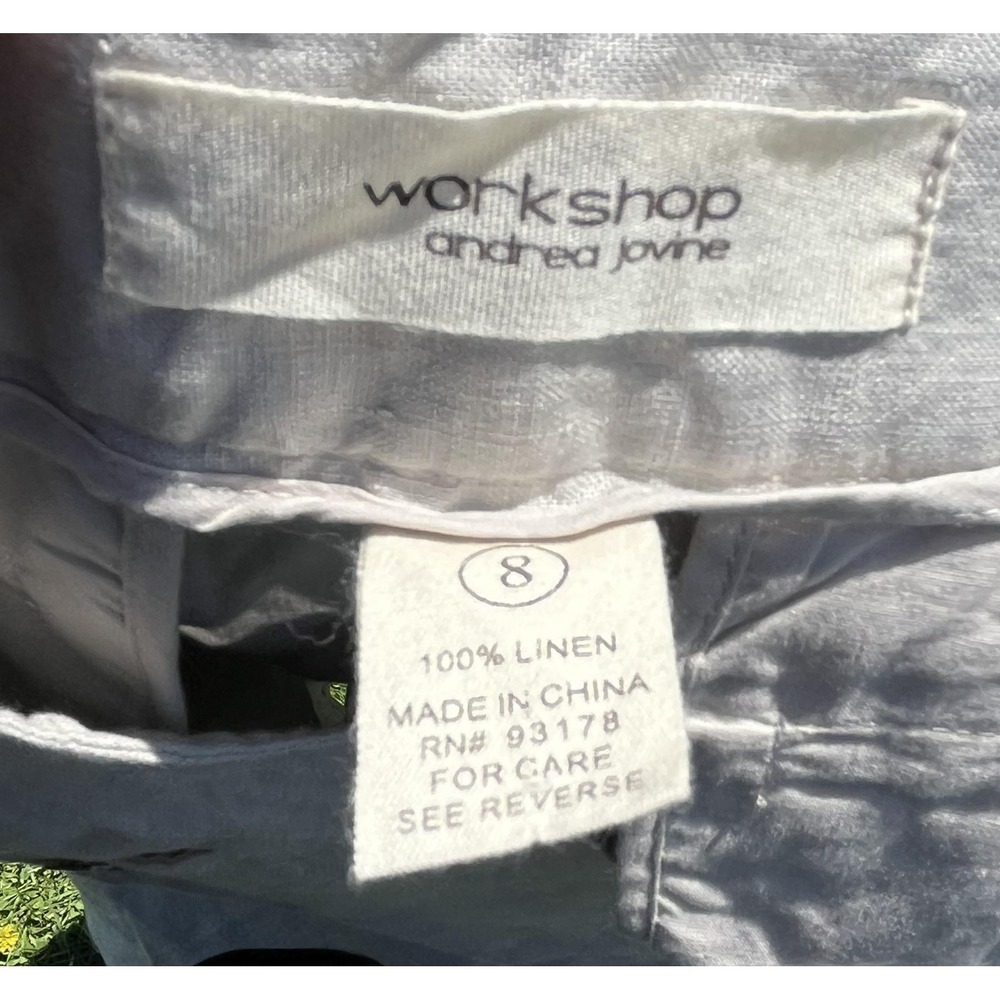 Workshop Andrea Jovine Pants Womens 8 Linen Cropped Wide Leg Chambray - Picture 9 of 9